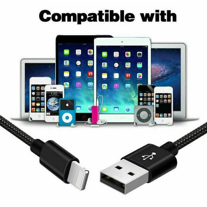 Compatible For iPhone 14 13 12 11 7 X 8 6 iPad USB Charging Phone Cable Data Cord Charger - Battery Mate