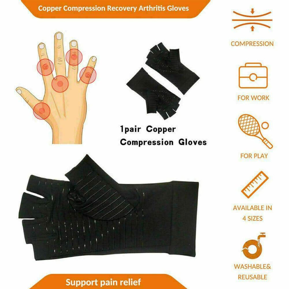 Compression Copper Arthritis Gloves Hand Wrist Finger Joint Pain Relie — Battery Mate