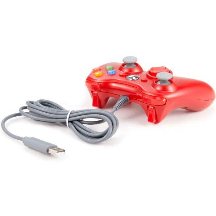 Controller For Microsoft Xbox 360 Console & Windows PC Compute Joystick Wired | Red - Battery Mate
