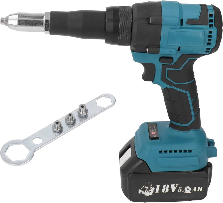 Cordless Rivet Gun 360W Heavy Duty Electric Rivet Gun Brushless Kit with Wrench for 0.1-0.2in Rivets & 18V Lithium Ion Battery - Battery Mate