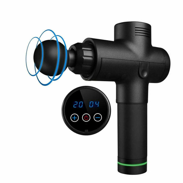 Cordless Strong Massage Gun LCD Deep Tissue Percussion Massager Muscle + 6 Heads - Battery Mate