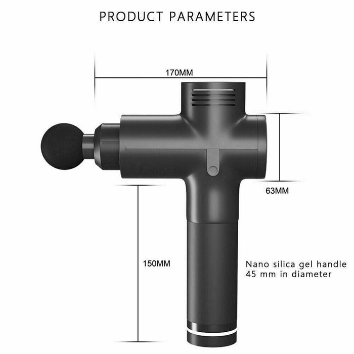 Cordless Strong Massage Gun LCD Deep Tissue Percussion Massager Muscle + 6 Heads - Battery Mate