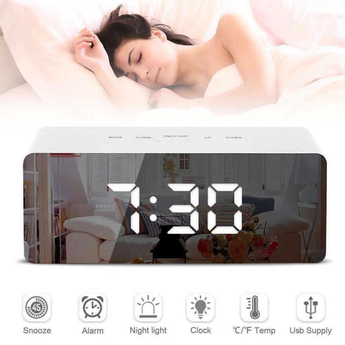 Digital Clock LED Display Desk Table Temperature Alarm Time Modern Home Decor - Battery Mate