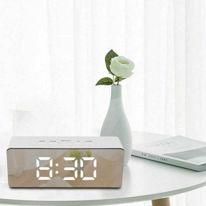 Digital Clock LED Display Desk Table Temperature Alarm Time Modern Home Decor - Battery Mate