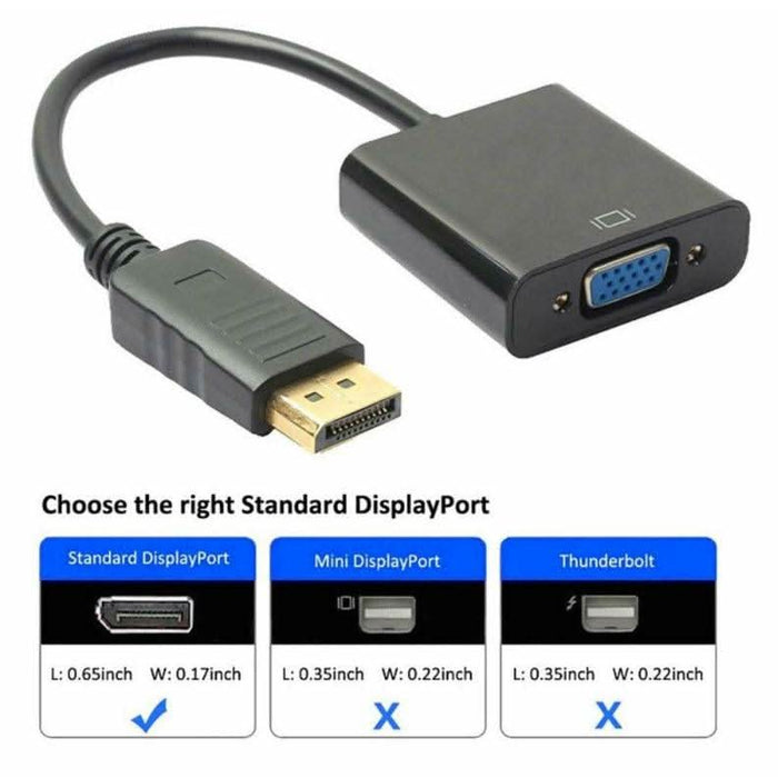 Displayport Display Port DP Male to VGA Female Video Converter Adapter Cable PC - Battery Mate