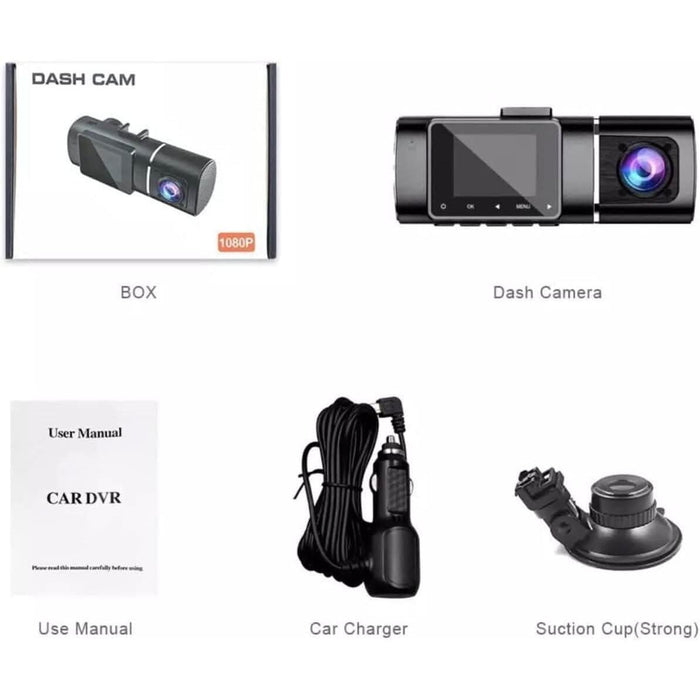 Dual Lens Dash Cam Night Vision, Full HD 1080P Car Recorder Camera 1.5inch LCD - Battery Mate