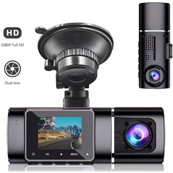 Dual Lens Dash Cam Night Vision, Full HD 1080P Car Recorder Camera 1.5inch LCD - Battery Mate