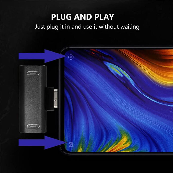 Dual Type C adapter splitter to USB-C Headphone and charge Audio Converter AU - Battery Mate