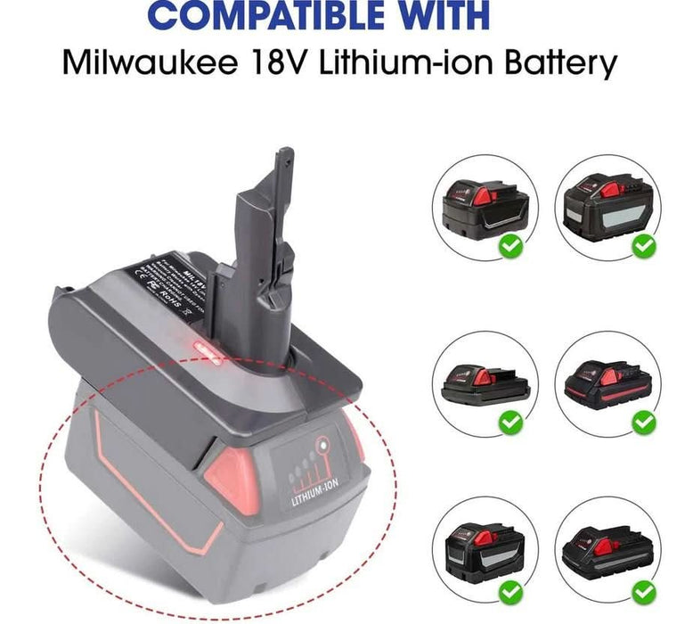 Dyson V7 Adapter for Milwaukee M18 18V Lithium Battery Converter to Replace for Dyson V7 Battery - Battery Mate