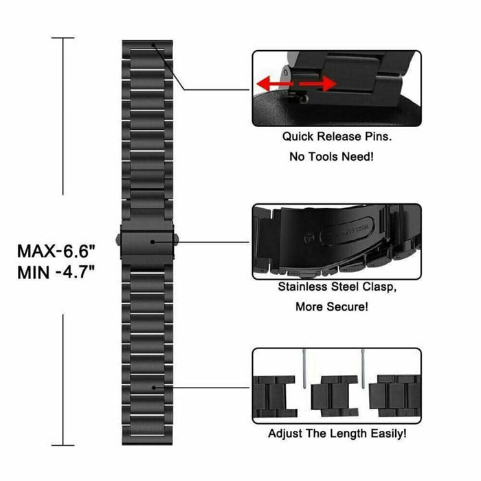 For Fitbit Versa / Versa 2 Stainless Steel Watch Wrist Band Metal Strap New - Battery Mate