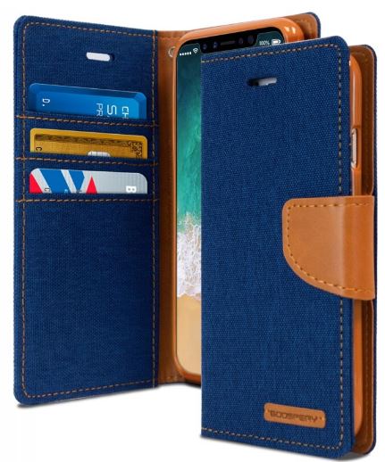 For iPhone 12 Pro Max Wallet Flip Denim Case Cover - Battery Mate