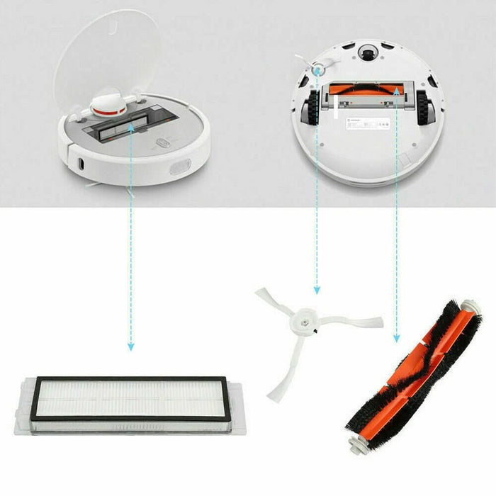 For Xiaomi Mi Roborock Robot S50 S51 Main Brush +2 HEPA Filter+ 2Side Brushes - Battery Mate