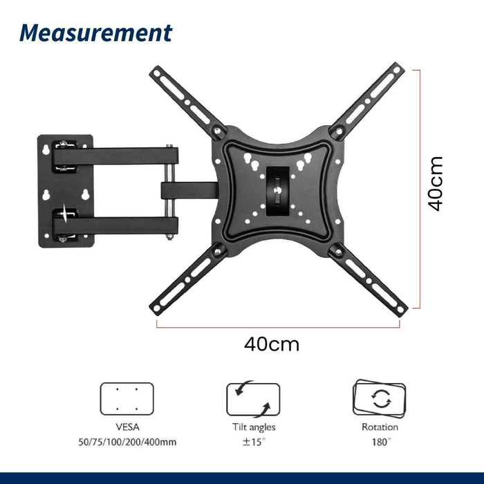 Full Motion TV Wall Mount Bracket Swivel Tilt 32 37 40 42 50 52 55 Inch LED LCD - Battery Mate