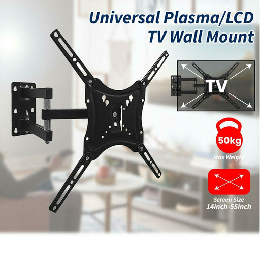 Full Motion TV Wall Mount Bracket Swivel Tilt 32 37 40 42 50 52 55 Inch LED LCD - Battery Mate