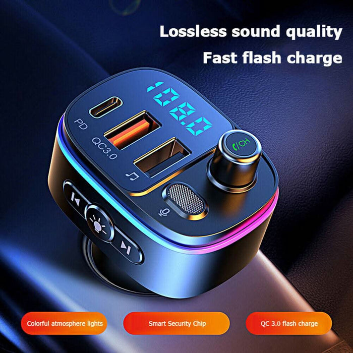 Handsfree FM Transmitter Wireless Bluetooth Car MP3 Adapter DUAL Fast Charger - Battery Mate