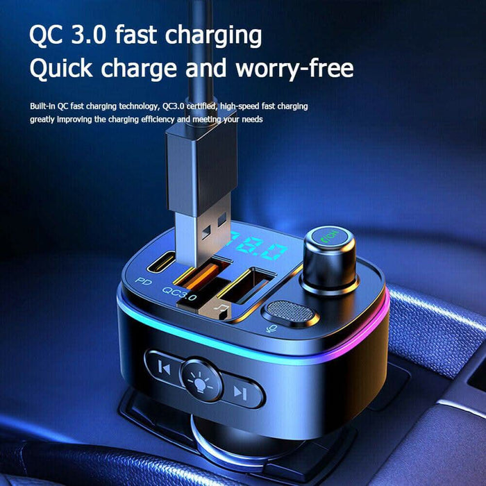 Handsfree FM Transmitter Wireless Bluetooth Car MP3 Adapter DUAL Fast Charger - Battery Mate