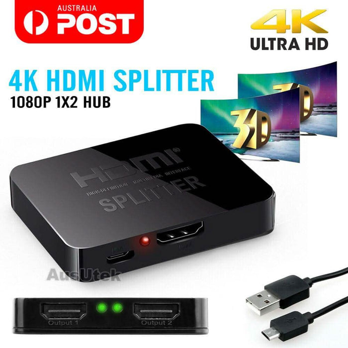 HDMI Splitter 1 in 2 Foxtel 4k 1080p Full HD TV DVD PC Video Duplicator - Battery Mate