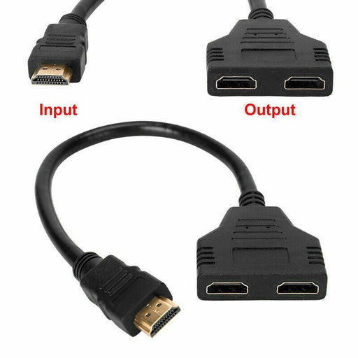 HDMI Splitter 1 In 2 Out Cable Adapter Converter 1080P Multi
