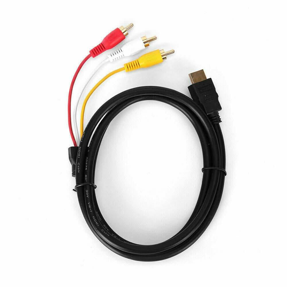HDMI to 3 RCA Video Audio Adaptor AV Cable Male Adapter TV DVD Player ...