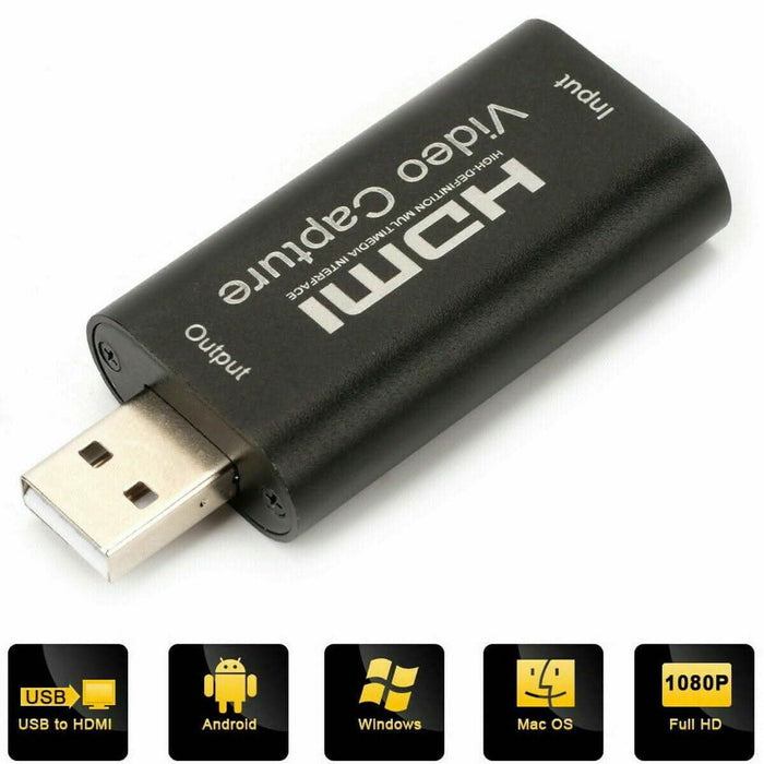 HDMI to USB Video Capture Card Screen Record 1080P HD Game Video Live Streaming Recorder - Battery Mate