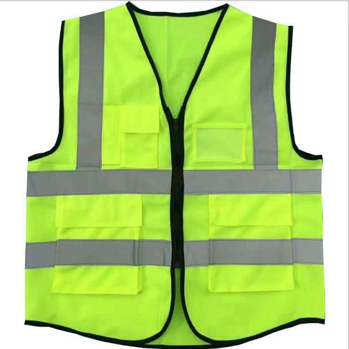 Hi Vis Safety Vest Reflective Tape Zip Up Workwear Pocket Night High Visibility - Battery Mate