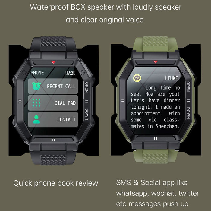 K55 Smart Watch Multifunctional Fitness Tracking Fashion BT Calling Heart Rate Black - Battery Mate