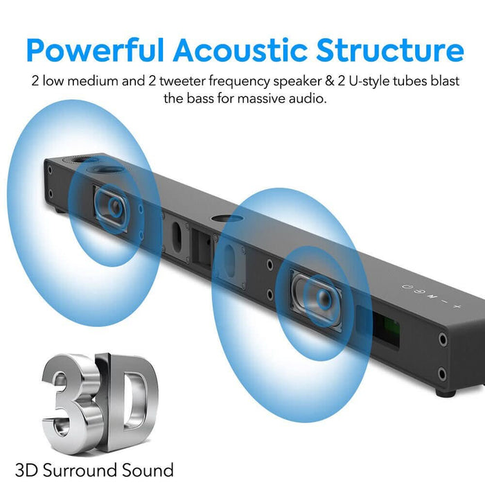 Karaoke Soundbar Bluetooth Speaker Subwoofer Surround w/ 2 Wireless Microphones - Battery Mate