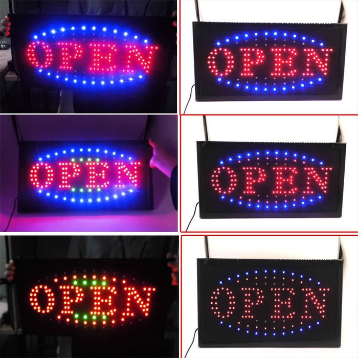 Rectangular Led Open Sign Large LED Open Sign Flashing Size 48*25CM Business Board Electric For ...