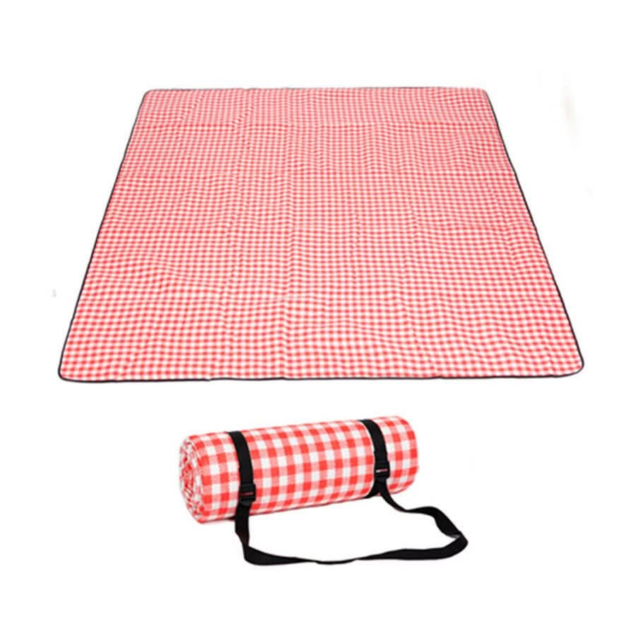Large Picnic Blanket Premium Cashmere RED Rug Waterproof Mat Outdoor