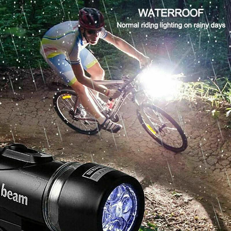 Light Head Tail Lights LED Lamp White Beam Safety Alarm Set Bicycle Cy