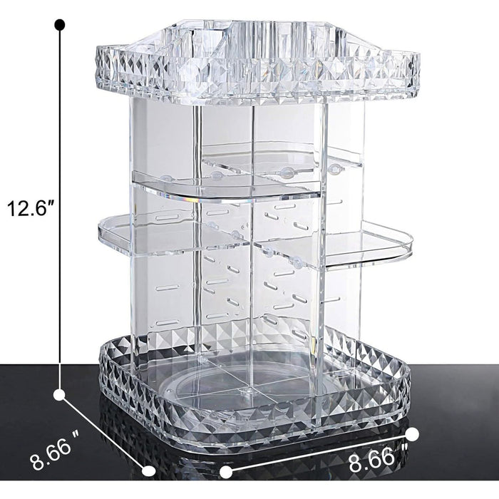 Makeup Organizer 360-Degree Rotating Cosmetic Storage Box Adjustable Display Case - Battery Mate