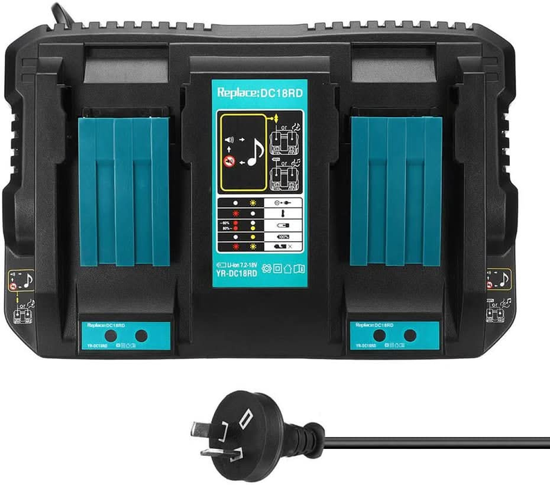 Makita 18V DC18RD Compatible Rapid Charger | Dual Port Lithium-Ion Battery Charger - Battery Mate