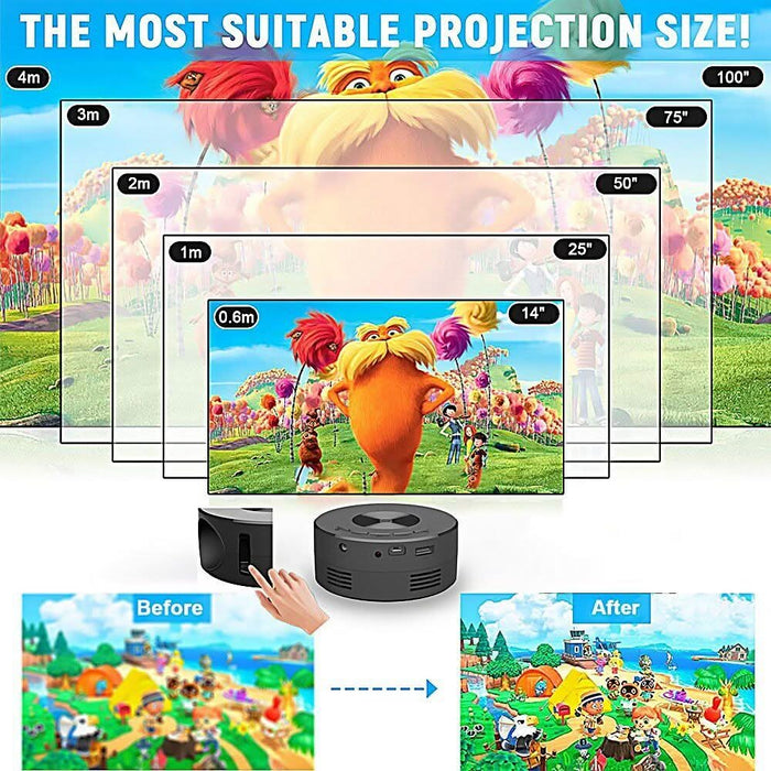 Mini Mobile Projector LED HD Home Cinema Portable LCD Projector VH - Battery Mate