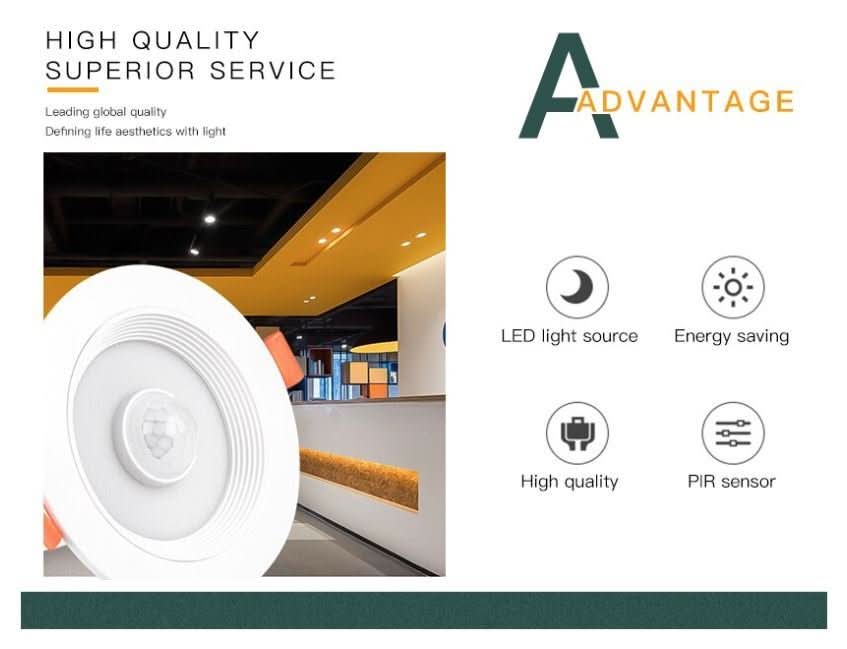 Motion Sensor LED Downlights Recessed 10W 85-265V LED Auto Lamp Smart LED Downlight Corridor Indoor Lighting - Battery Mate