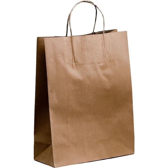 Paper Carry Bags (Brown) 45 x 32 x 15cm XL Size [100 Pack] - Battery Mate