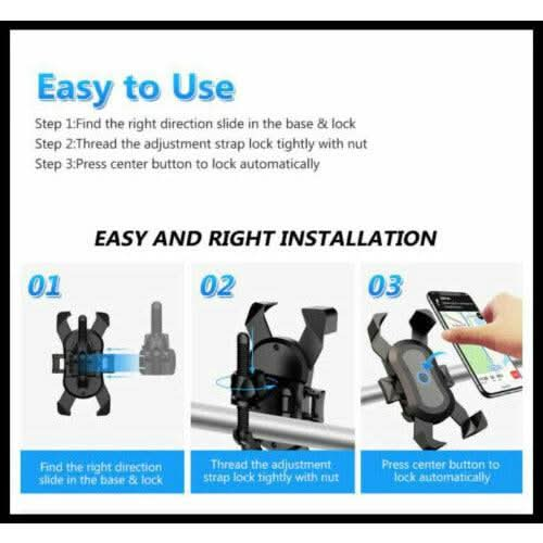 Phone Holder 360° Bike Handlebar Mount Rotation for Motorcycle Bicycle MTB Pram - Battery Mate