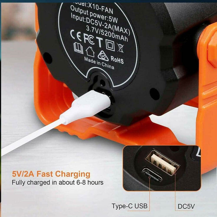 Portable Camping Fan LED Light Rechargeable Outdoor Tent Lantern w/ Hook Remote - Battery Mate