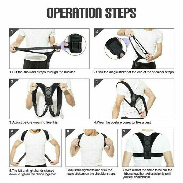 Posture Corrector Women Men Back Shoulder Brace Support Clavicle Strap - Battery Mate