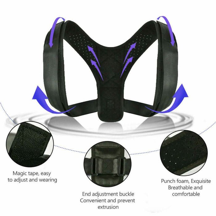 Posture Corrector Women Men Back Shoulder Brace Support Clavicle Strap - Battery Mate
