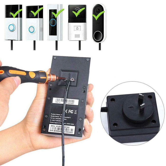 Power Supply Adapter Transformer Charger For Ring Video Doorbell 10M Long Cable - Battery Mate