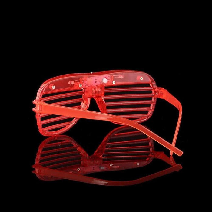 Red LED Glasses Light Up Shutter Shades Sunglasses Glow In The Dark Neon Party Toys - Battery Mate