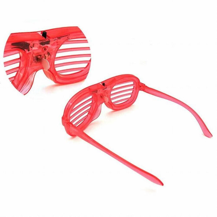 Red LED Glasses Light Up Shutter Shades Sunglasses Glow In The Dark Neon Party Toys - Battery Mate