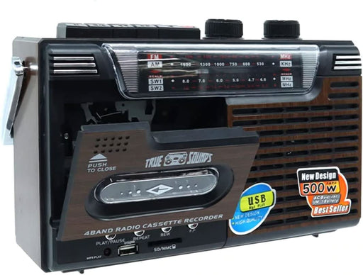 Retro Tape Recorder Cassette Player Outdoor Speaker AM FM SW1 SW2 Radio Single Tape - Battery Mate