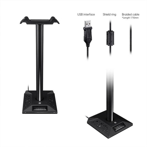 RGB Earphone Gaming Headset Holder Hanger Headphone Stand with 3.5mm 2 USB Ports - Battery Mate