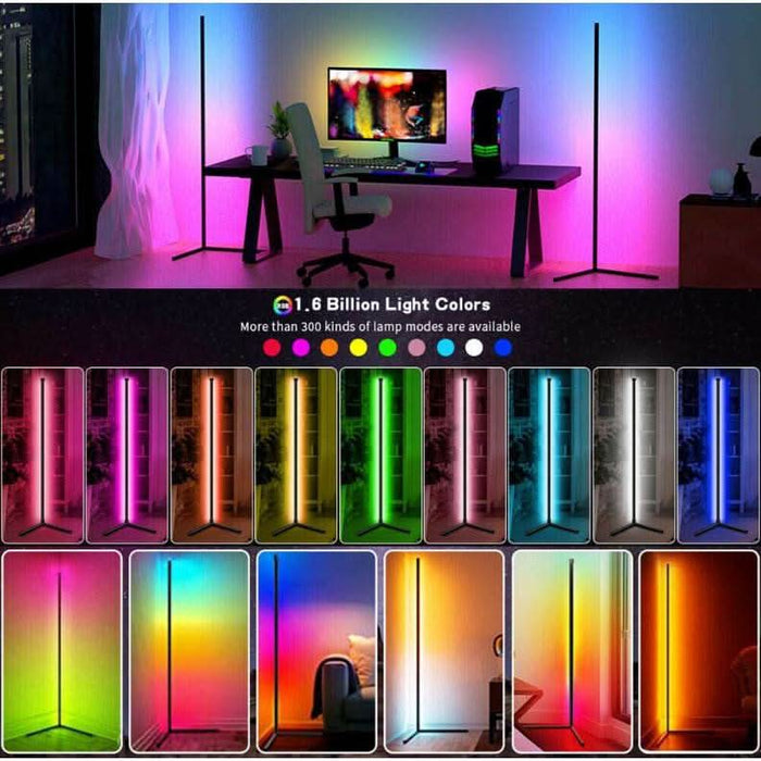 RGB LED Floor Corner Lamp Light Stand Bluetooth Streaming Gaming Decoration AU - Battery Mate