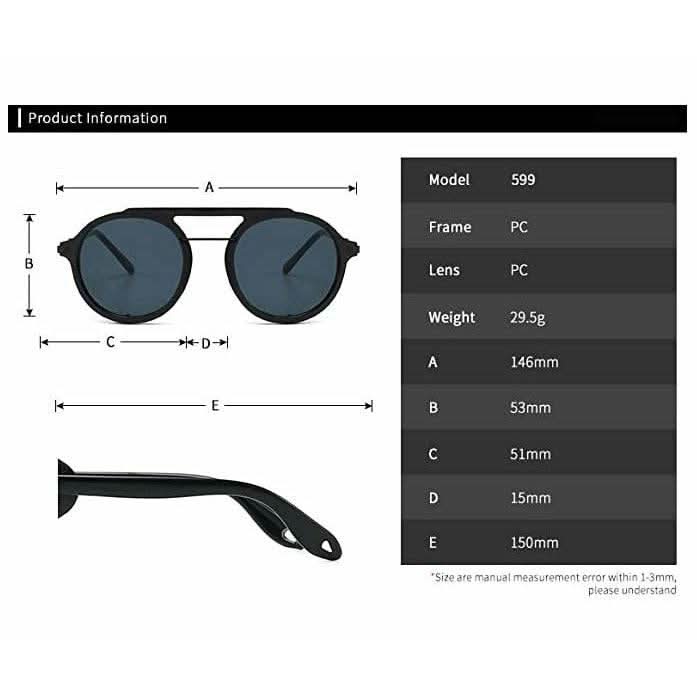Round Vintage Polarized Sunglasses Retro Eyewear Protection Both Sides - Brown Colour - Battery Mate