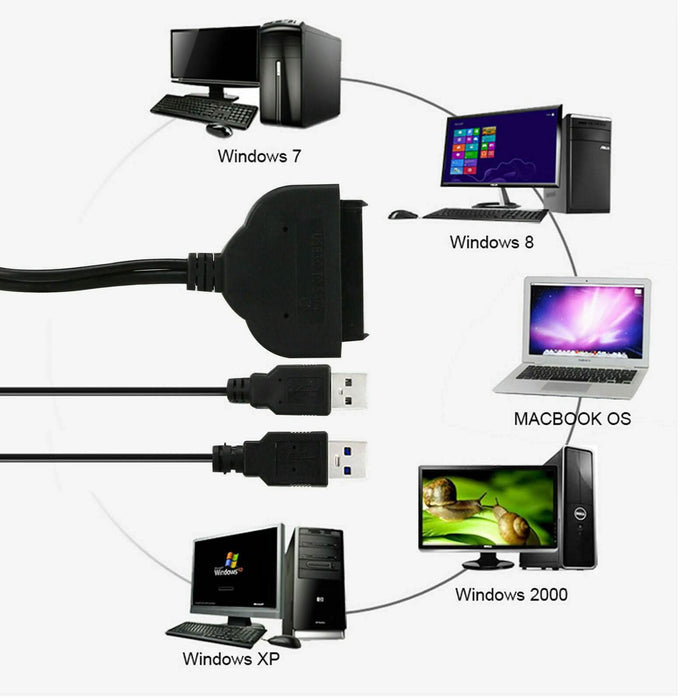 SATA to USB 3.0 Adapter Cable for 2.5" Hard Drive HDD Laptop Data Recovery PC AU - Battery Mate