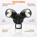Sensor LED Premium Aluminium Outdoor Garage Security Flood Twin Spotlight IP54 | Black - Battery Mate