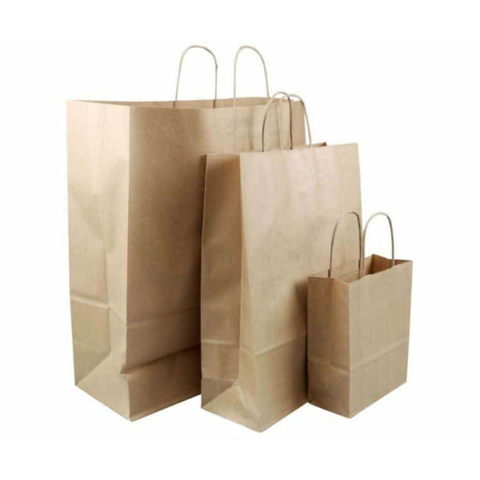 Small | 50 Pack Paper Carry Bags (Brown) - Battery Mate