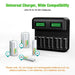 Smart Battery Charger 8 Slots LCD Display For AA/AAA/C/D Rechargeable Batteries - Battery Mate